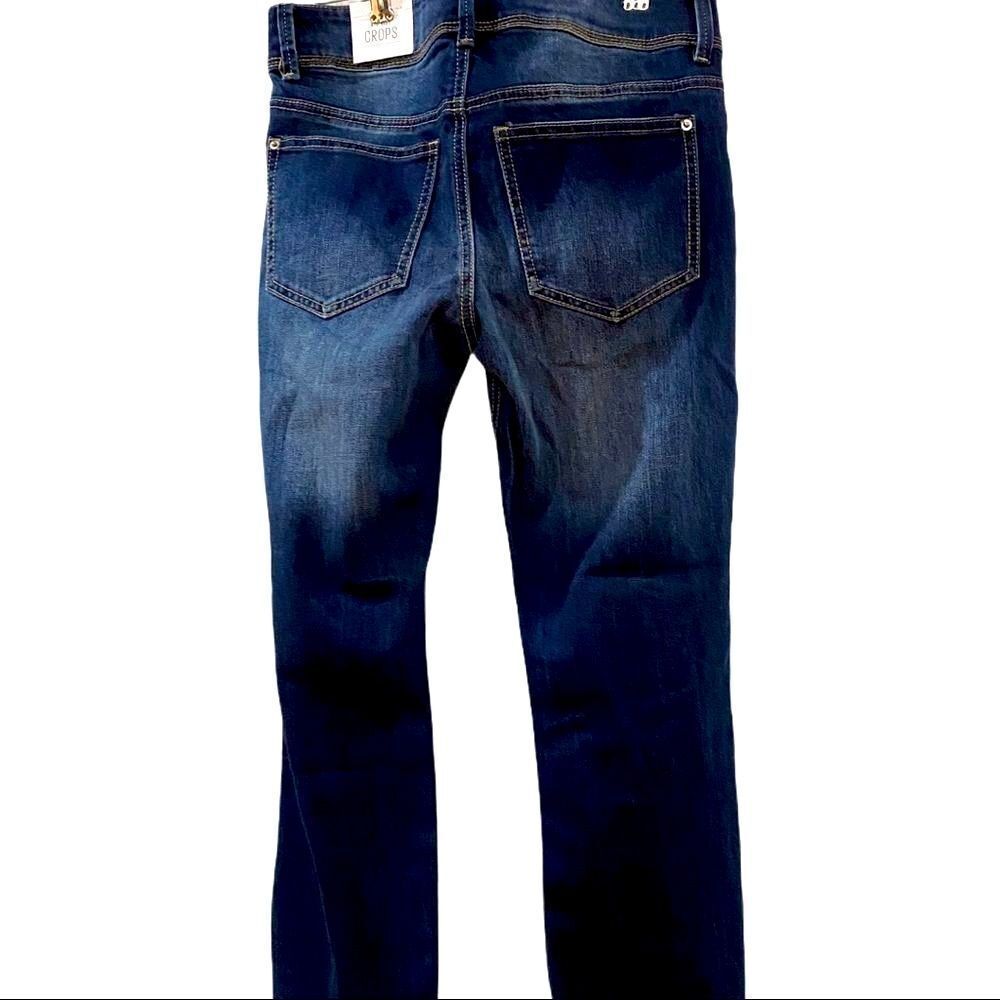 Mid Rise Dark Denim Skinny Cropped Jeans NEW - Picture 5 of 5